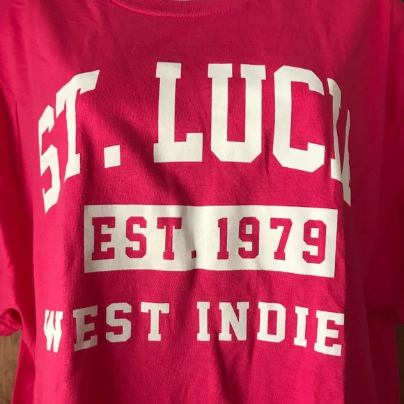 Gildan Pink St. Lucia/West Indies Crewneck Souvenir Tee X-Large - Picture 4 of 10